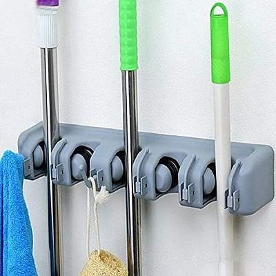 Suport de Perete pentru Maturi si Mopuri cu 6 Carlige Broom Holder Suport de Perete pentru Maturi si Mopuri cu 6 Carlige Broom Holder