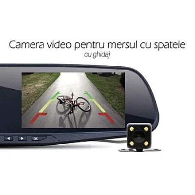 Oglinda Auto cu Camera Fata - Spate Display 4.3" Oglinda Auto cu Camera Fata - Spate Display 4.3"