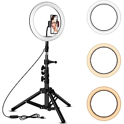 Lampa Ring Light LED 10" Circulara cu Lumina rece / naturala / calda