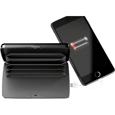 E-Charge Wallet Argintiu / Gri Portofel Carduri si Incarcator Baterie Externa 2in1 E-Charge Wallet Argintiu / Gri Portofel Carduri si Incarcator Baterie Externa 2in1