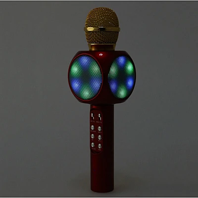 Microfon Karaoke Wireles cu Boxa si Lumini Microfon Karaoke Wireles cu Boxa si Lumini