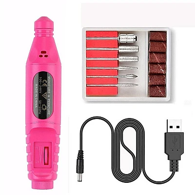 Freza Unghii Roz include 5 pile 5 capete abrazive Viteza Reglabila Semiprofesionala ALIMENTARE USB Freza Unghii Roz include 5 pile 5 capete abrazive Viteza Reglabila Semiprofesionala ALIMENTARE USB