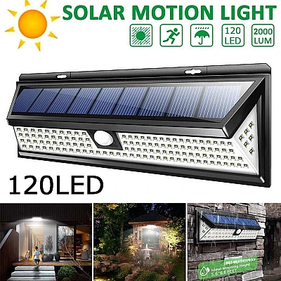 Lampa Solara Exterior 120 LED, senzor miscare, 1200 LM Lampa Solara Exterior 120 LED, senzor miscare, 1200 LM