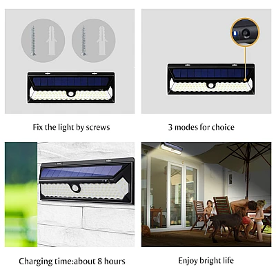 Lampa Solara Exterior 120 LED, senzor miscare, 1200 LM Lampa Solara Exterior 120 LED, senzor miscare, 1200 LM