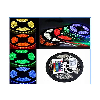 Kit banda RGB 5M 60W 1 Culoare / LED 15 Variatii ROSU VERDE ALBASTRU