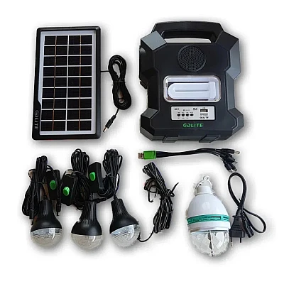 Kit solar GD-Lite 1000A dotat cu dispozitive USB cu 4 becuri LED + Acumulator de mare capacitate + RADIO Kit solar GD-Lite 1000A dotat cu dispozitive USB cu 4 becuri LED + Acumulator de mare capacitate + RADIO