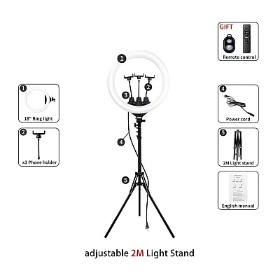 Lampa Ring Light LED 18 inch pentru selfie-uri HA