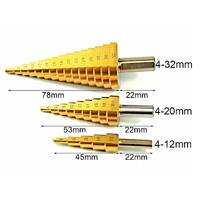 Set 3 FREZE Burghie in trepte pentru metal 4-32 mm Set 3 FREZE Burghie in trepte pentru metal 4-32 mm