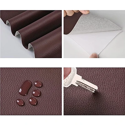 Sul autoadeziv din piele ecologica (imitatie piele) 0.75 x 2.5m Wenghe (Maro inchis) cu textura Sul autoadeziv din piele ecologica (imitatie piele) 0.75 x 2.5m Wenghe (Maro inchis) cu textura