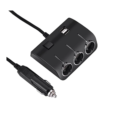 Priza auto cu 5 intrari NEON buton On/OFF 120W OLESON 1506 Priza auto cu 5 intrari NEON buton On/OFF 120W OLESON 1506