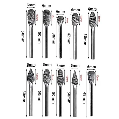 Set 10 Freze de Carbura MICI 3-6 MM  pentru Metal