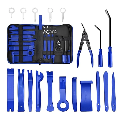 Set husa 19 piese extractoare pentru radio tapiterie cleme auto Set husa 19 piese extractoare pentru radio tapiterie cleme auto