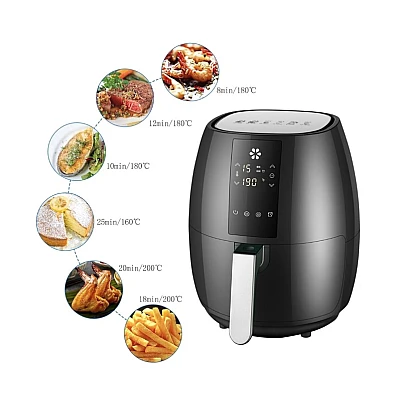 Friteuza cu aer cald QZ8 capacitate 5L putere 1400W afisaj LCD tactil Friteuza cu aer cald QZ8 capacitate 5L putere 1400W afisaj LCD tactil