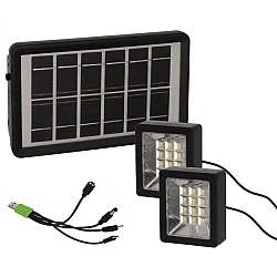 Set proiector solar cu LED 12 SMD 3W alb rece 6000K cu panou si port de incarcare USB Q D630 Andowl