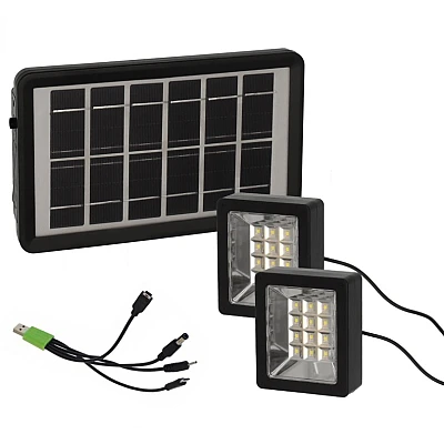 Set proiector solar cu LED 12 SMD 3W alb rece 6000K cu panou si port de incarcare USB Q D630 Andowl Set proiector solar cu LED 12 SMD 3W alb rece 6000K cu panou si port de incarcare USB Q D630 Andowl