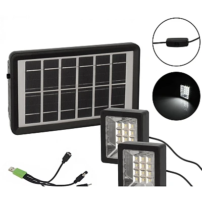 Set proiector solar cu LED 12 SMD 3W alb rece 6000K cu panou si port de incarcare USB Q D630 Andowl Set proiector solar cu LED 12 SMD 3W alb rece 6000K cu panou si port de incarcare USB Q D630 Andowl