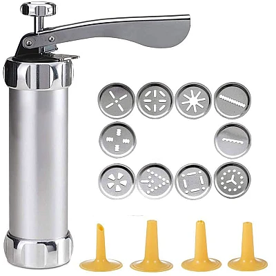 Presa de fursecuri si biscuiti cu 10 de forme incluse Presa de fursecuri si biscuiti cu 10 de forme incluse