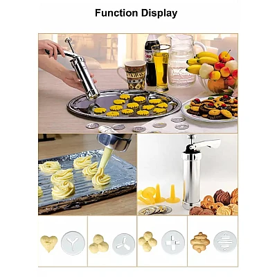 Presa de fursecuri si biscuiti cu 10 de forme incluse Presa de fursecuri si biscuiti cu 10 de forme incluse