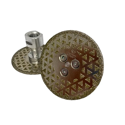 Disc diamantat galvanizat 2 fete diametru 65 mm prindere M14 Disc diamantat galvanizat 2 fete diametru 65 mm prindere M14