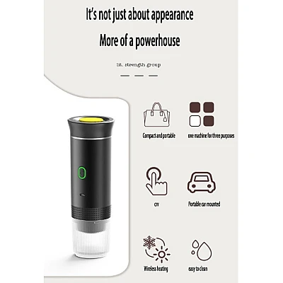 Aparat de cafea espresso portabil electric cu autoincalzire 60 ml cafea macinata capsule