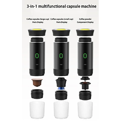 Aparat de cafea espresso portabil electric cu autoincalzire 60 ml cafea macinata capsule