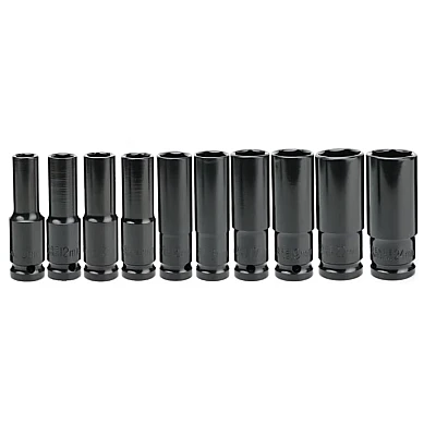 Set trusa tubulare impact Otel 10 piese 1/2 inch de la 8 la 24mm Negru Set trusa tubulare impact Otel 10 piese 1/2 inch de la 8 la 24mm Negru