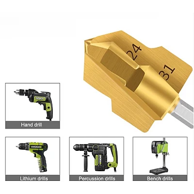 Set 3 burghie HSS aurie otel pentru tevi MMC PVC PPR Set 3 burghie HSS aurie otel pentru tevi MMC PVC PPR