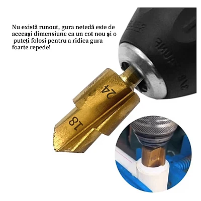 Set 3 burghie HSS aurie otel pentru tevi MMC PVC PPR Set 3 burghie HSS aurie otel pentru tevi MMC PVC PPR