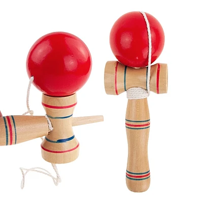 Kendama profesionala din lemn 21 cm model clasic cu bila ROSIE