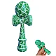 Kendama profesionala din lemn 18 cm model clasic cu design crapat culoare Verde/Alb