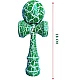 Kendama profesionala din lemn 18 cm model clasic cu design crapat culoare Verde/Alb