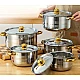 Set oale inox 10 piese cu manere si capace aurii