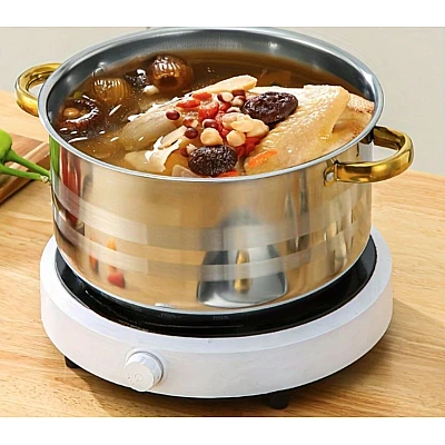 Set oale inox 10 piese cu manere si capace aurii