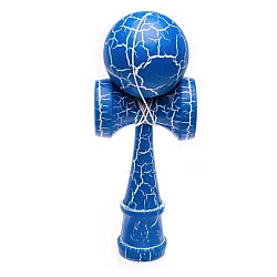 Kendama profesionala din lemn 18 cm model clasic cu design crapat culoare Albastru/Alb 