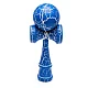 Kendama profesionala din lemn 18 cm model clasic cu design crapat culoare Albastru/Alb 
