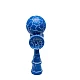 Kendama profesionala din lemn 18 cm model clasic cu design crapat culoare Albastru/Alb 