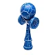 Kendama profesionala din lemn 18 cm model clasic cu design crapat culoare Albastru/Alb 
