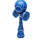 Kendama profesionala din lemn 18 cm model clasic cu design crapat culoare Albastru/Alb 