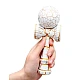 Kendama profesionala din lemn 18 cm model clasic cu design crapat culoare ALB