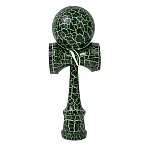 Kendama profesionala din lemn 18 cm model clasic cu design crapat culoare Verde/Negru