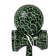 Kendama profesionala din lemn 18 cm model clasic cu design crapat culoare Verde/Negru