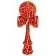 Kendama profesionala din lemn 18 cm model clasic cu design crapat culoare Rosu/Galben