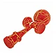 Kendama profesionala din lemn 18 cm model clasic cu design crapat culoare Rosu/Galben