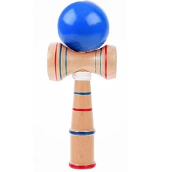 Kendama profesionala din lemn 21 cm model clasic cu bila ALBASTRA