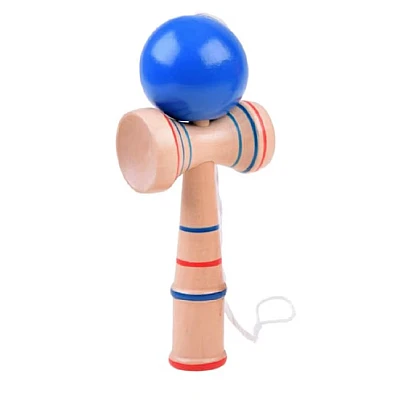 Kendama profesionala din lemn 21 cm model clasic cu bila ALBASTRA