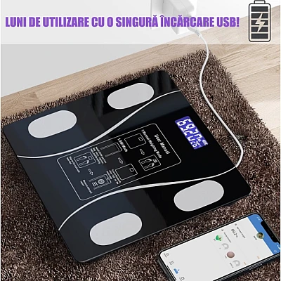 Cantar inteligent de diagnostic corporal Incarcare USB Conexiune Bluetooth Cantar inteligent de diagnostic corporal Incarcare USB Conexiune Bluetooth