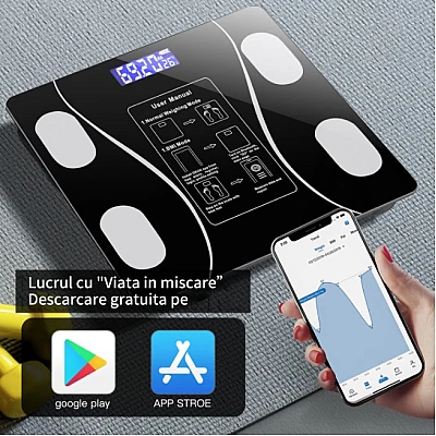Cantar inteligent de diagnostic corporal Incarcare USB Conexiune Bluetooth Cantar inteligent de diagnostic corporal Incarcare USB Conexiune Bluetooth