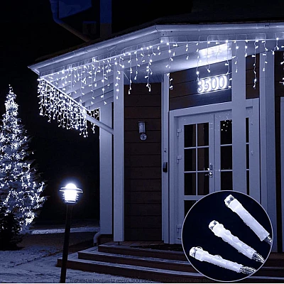 Instalatie 20 metri ALB CALD 500 LED tip turturi franjuri Instalatie 20 metri ALB CALD 500 LED tip turturi franjuri