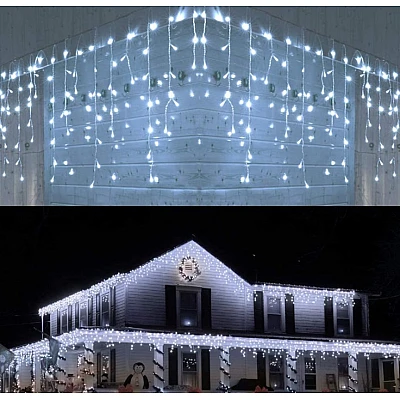 Instalatie 20 metri ALB CALD 500 LED tip turturi franjuri Instalatie 20 metri ALB CALD 500 LED tip turturi franjuri