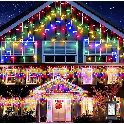 Instalatie 30 metri MULTICOLOR 1200 LED tip turturi franjuri